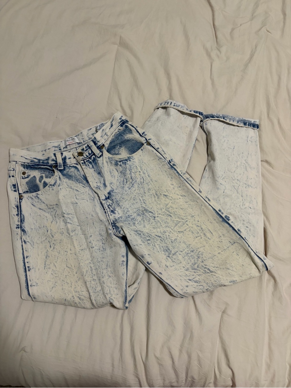 Vintage Calvin Klein Light Blue Acid-Wash Slim Straight Jeans